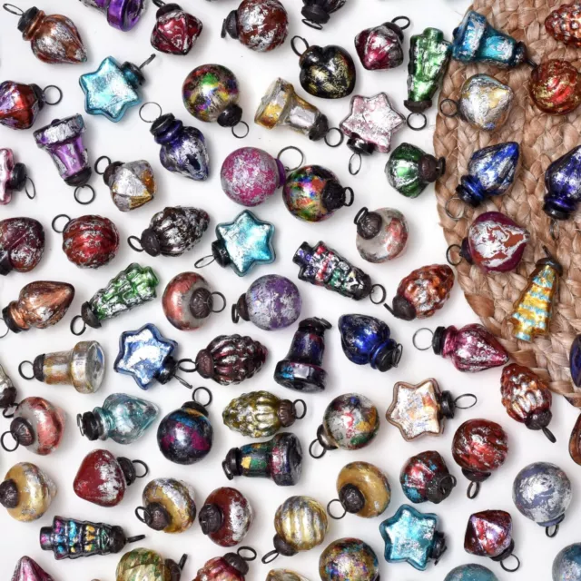 Juego de adornos navideños de cristal vintage, 25 piezas para decoración de...