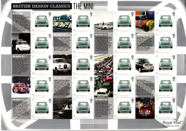 GB 2008 Smilers Sheet LS56 - British Design Classics: The Mini - Austin Morris