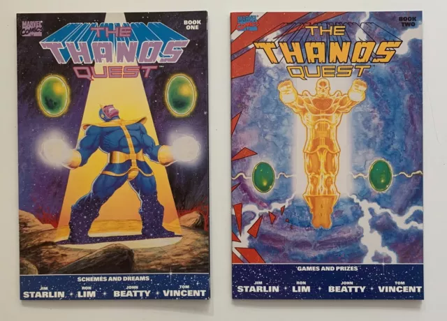 Thanos Quest #1 & #2 komplette Serie. 1. Drucke (Marvel 1990) Neuwertig Schlüsselprobleme.