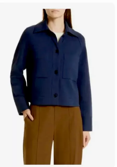 NWOT $345 	Vince Crop Cotton Blend Knit Jacket in Coastal Medium