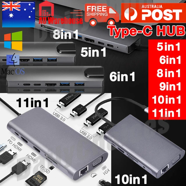 6in1/8in1/10in1 USB-C Type C HDMI USB 3.0 HUB Adapter For MacBook Pro iPad Pro