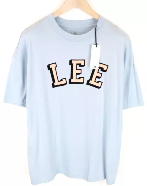 Lee Hombre Camiseta S Manga Corta Jersey Azul Algodón Puro Corte Holgado Casual