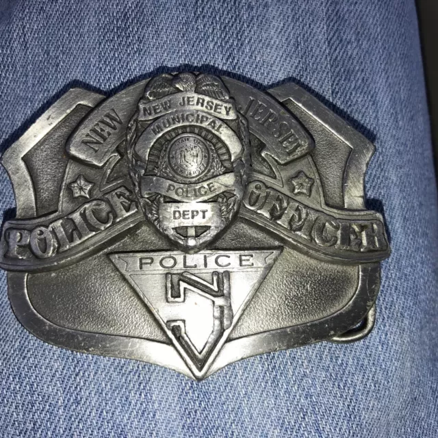 New Jersey Municipal Police Department Belt Buckle Vintage 1986 RARE