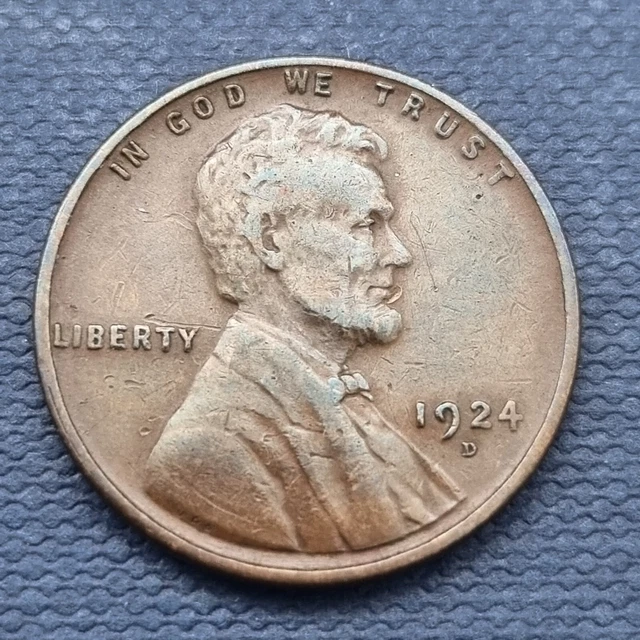 1924 D Wheat Cent Lincoln Head Penny 1c Higher Grade XF - AU #49562