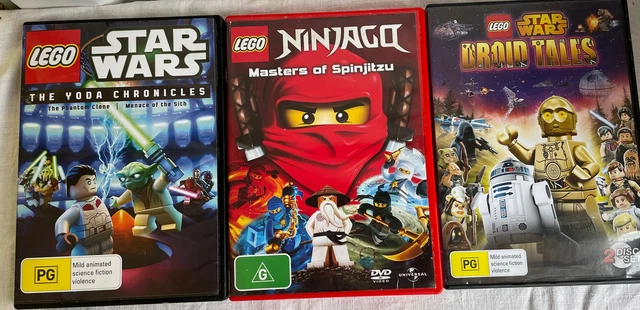 3 x Lego DVD Children Movies Ninjago Adventures Star Wars Droid Tales Yoda Chron