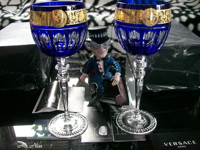 Rosenthal VERSACE Prestige Gala Cobaltblue-Medusa 2 x Weissweingläser 0,20 NEU