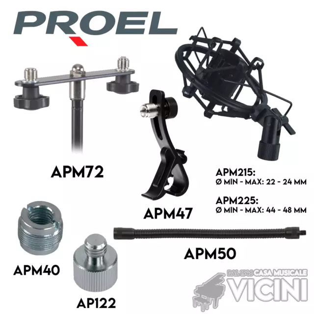 Proel APM72 APM215 APM225 APM47 40 50 AP122 Supporto microfono ragno adattatore