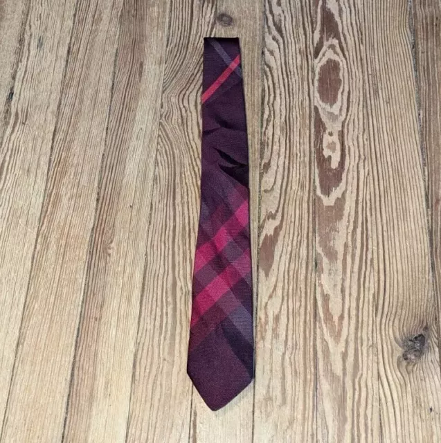 Burberry London Silk Tie Necktie Red Nova Check Made In Italy