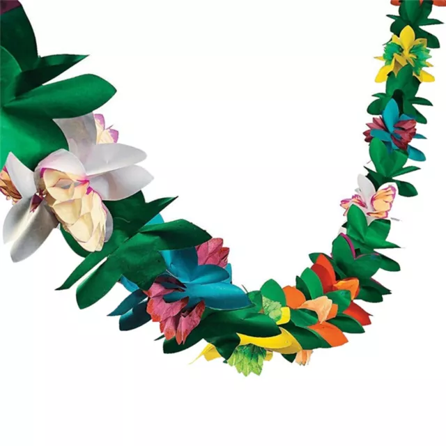 3M Hawaiian Tropical Paper Flower Garland Banner Summer Beach Luau Party Decor