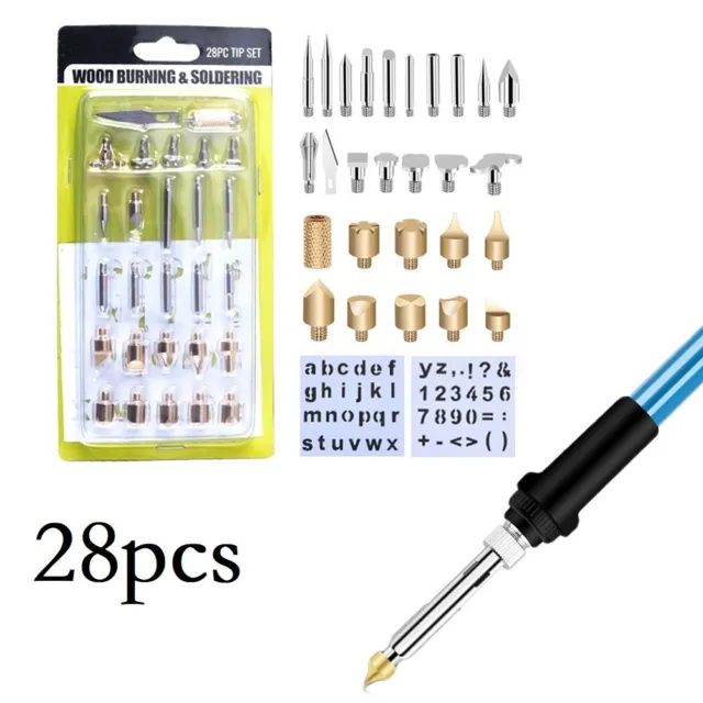 28X  Electric Soldering Iron Tips Head Wood Burning Pen Art Leather Engraving
