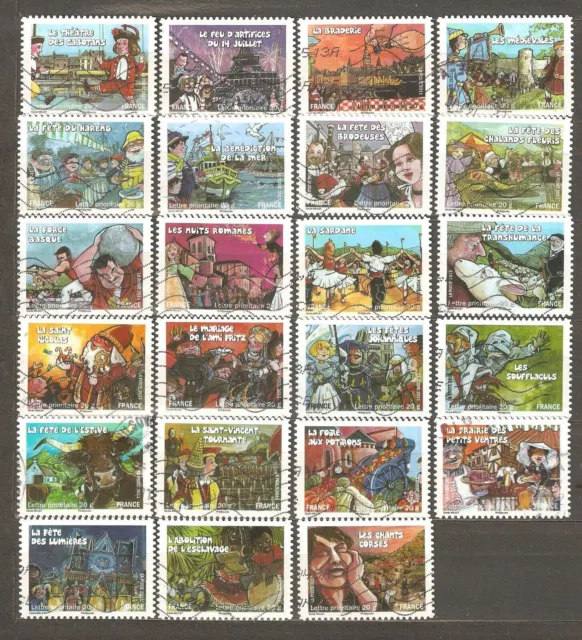 Francia: 23 sellos usados de un conjunto, Festivales y Tradiciones, 2011,...