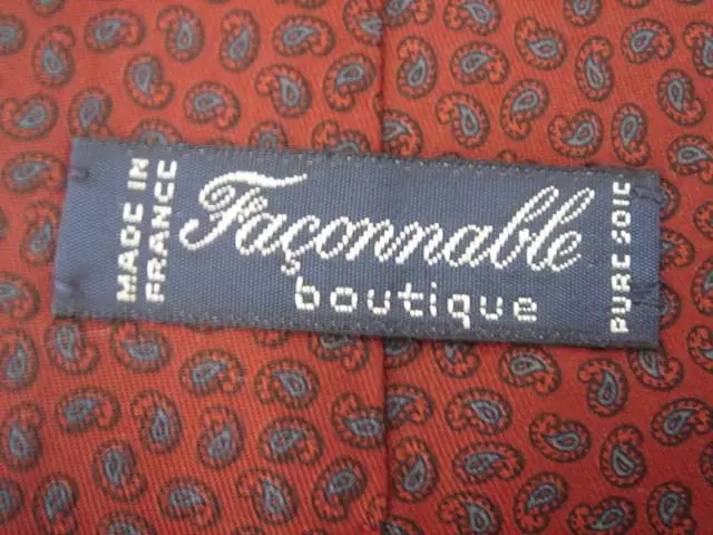 Tres Belle Cravate Faconnable Soie Bordeaux Motif Cachemire Neuve/New Silk Tie 3