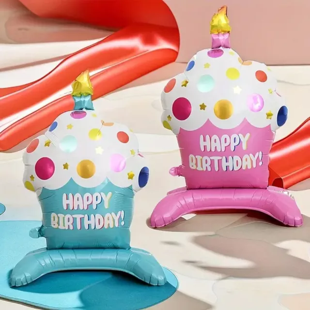 Cartoon Standing Cake Balloon Inflatable Cake Aluminum Film Balloon  Holiday