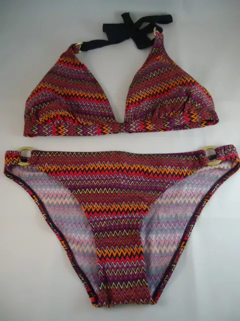 NWT Marie Meili Zig Zag Multi Colored 2pc Juniors Bikini Size large Women's