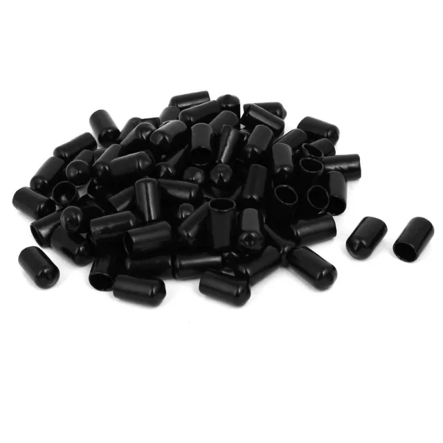 10mm Inner Dia Rubber Hose End Cap Screw Thread Protector Cover Black 100pcs