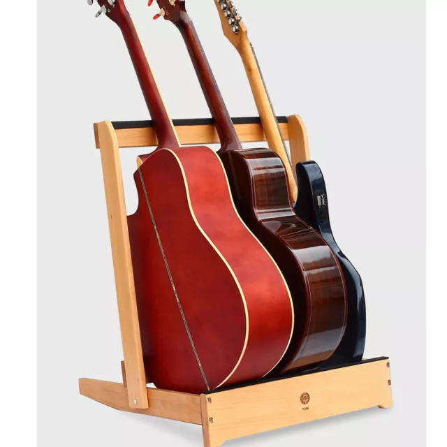 Wooden Guitar Stand Fit 3/4 Guitars Tidy Storage Display Rack Guitar Case Holder