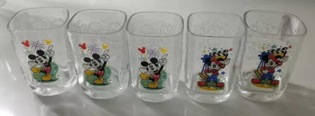 Walt Disney World McDonalds Mickey Mouse Year 2000 Celebration Glasses Set of 5