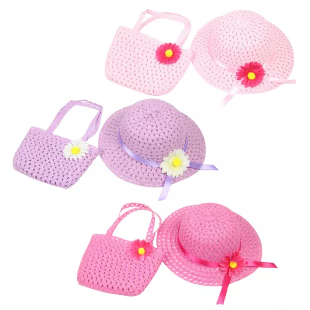 3 Pcs Ragazzina Cappello Di Paglia Per Ragazze Portafoglio Ragazza