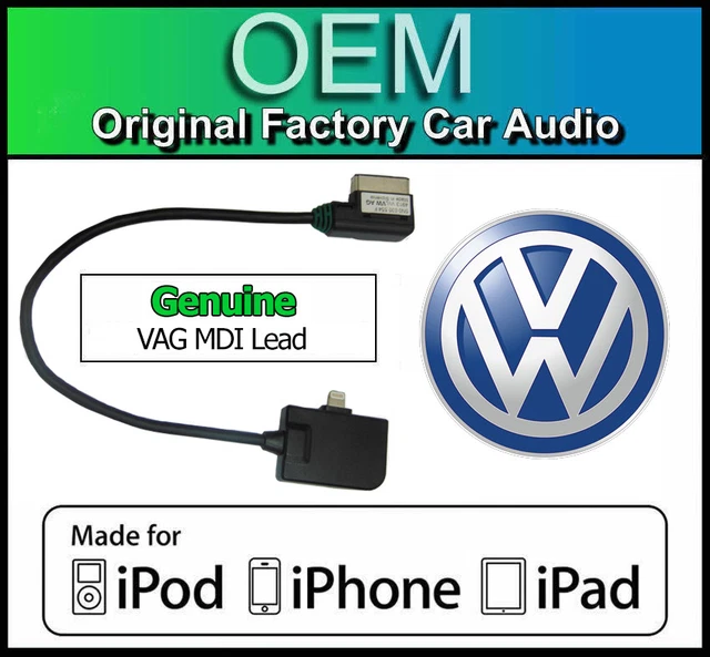 VW MDI iPod iPhone lead, VW Golf MK6 lightning cable connection Media In adapter