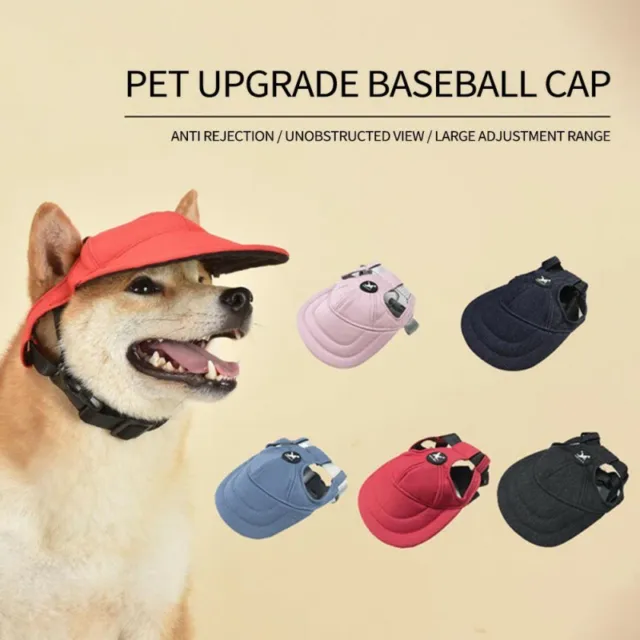 Dog Baseball Cap Outdoor Pet Sun Hat Summer Canvas Visor w/Ear Holes Puppy S/M/L