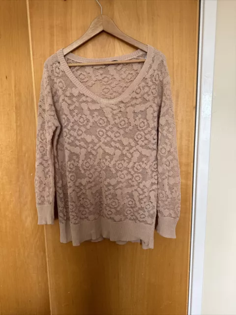 Maglione all'uncinetto beige See by Chloe misto lino taglia UK 6 oversize