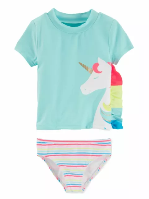 Carters Infant Girls Unicorn Rash guard & Bikini Bottoms 2 PC Swim Suit