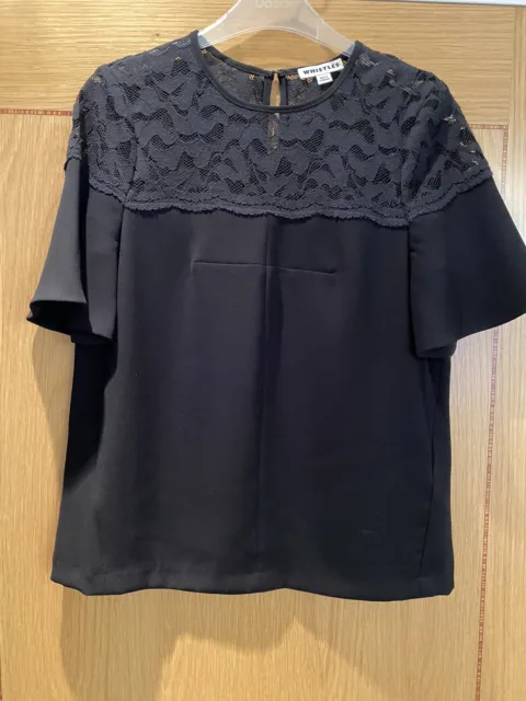 Whistles Black Lace Top Size 8