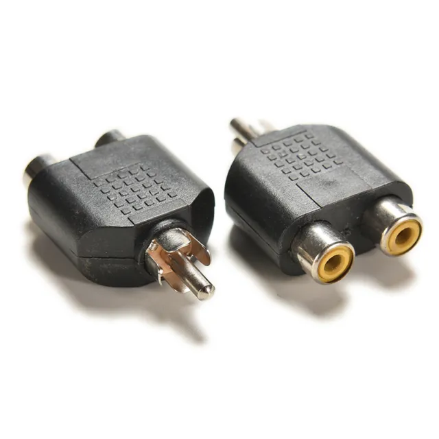 2x RCA Y Splitter AV Audio Video Plug Converter 1-Male to 2-Female Cable Adap $i