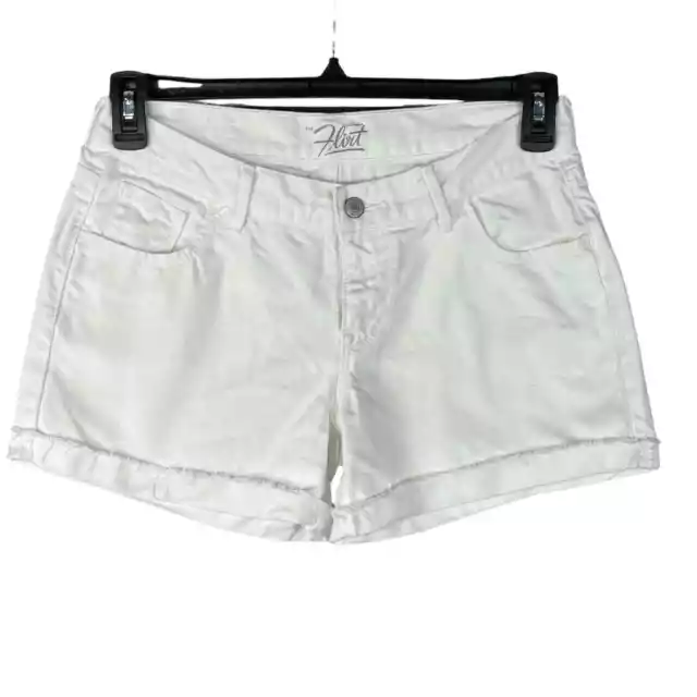 Old Navy SZ 4 The Flirt Cut Off Jean Shorts Cuffed Low-Rise Pocket Zip-Fly White