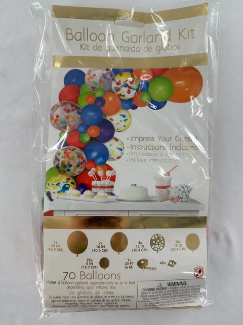 Kit de guirnalda globo Amscan Premium Ultimate (arco iris de neón) 70 piezas.