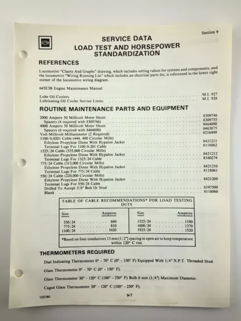Load Test Horsepower Locomotive Service Manual SD40-2 1983 EMD AA257