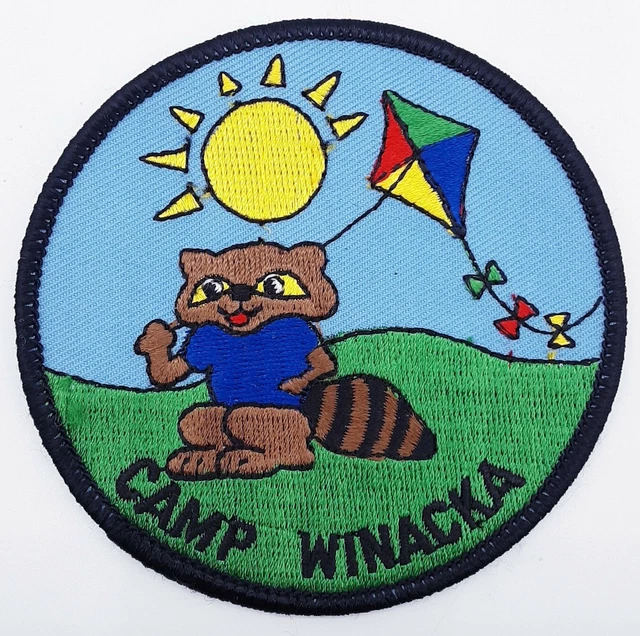 VINTAGE GIRL SCOUTS patch Camp Winacka San Diego Colorful raccoon