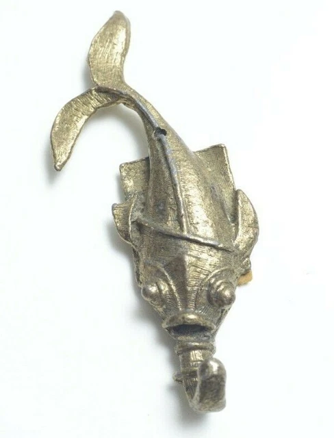 Vintage Cast Metal Trayco Fish Hook Wall Decor 3.5" Gold Tone Barn Workshop