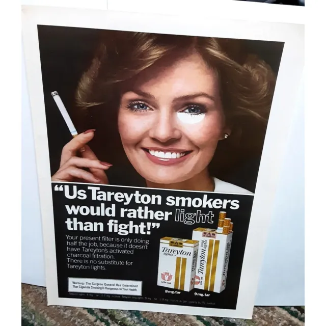 1979 Tareyton Smokers Rather Light Than Fight Woman Vintage Print Ad 70s Origina