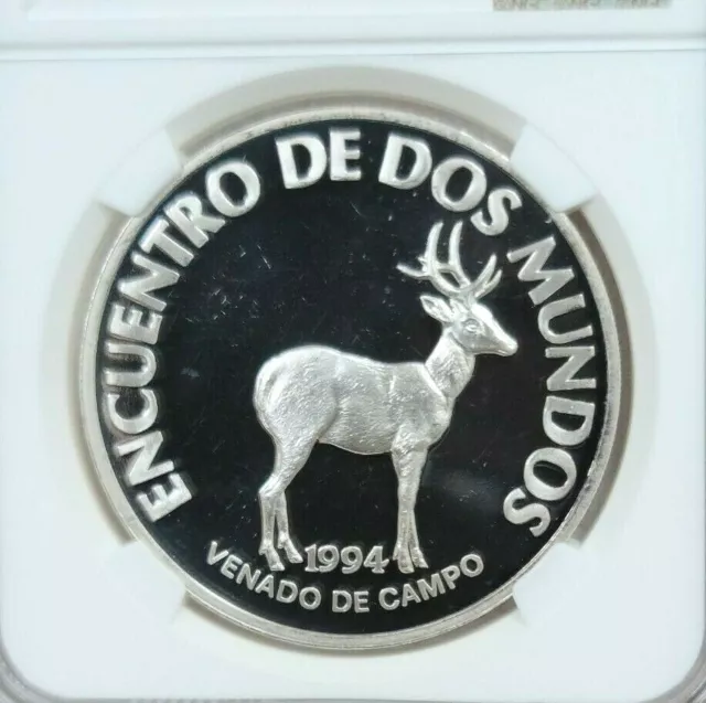 1994 Uruguay Silver 200 Pesos Pampas Deer Ngc Pf 66 Ultra Cameo Scarce Coin 3