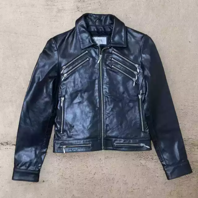 Wilson's Leather Biker Moto Jacket Multi Zip Black Saint Laurent Hedi Slimane