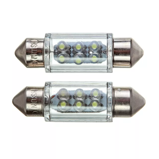 2x 36mm 37mm 6 LED INTERIOR FESTOON DOME CEILING NUMBER LIGHT LAMPS BULBS SV8.5