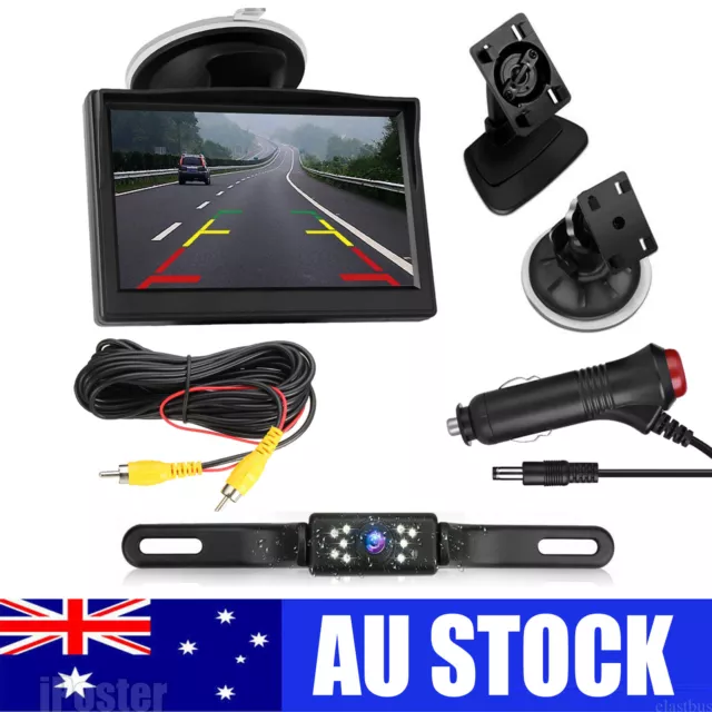 5" TFT LCD Monitor Night Vision Car Rear View Kit HD LEDs 170° Reversing Camera