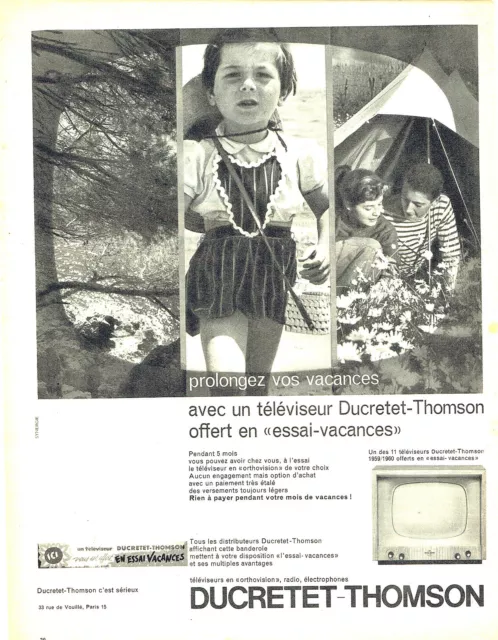 Publicité Advertising 028  1959   Ducretet-Thomson  téléviseur essai-vacances