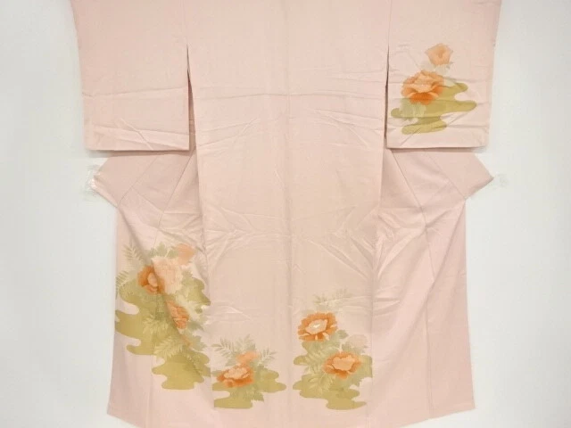81395# Japanese Kimono / Antique Kimono / Embroidery / Peony