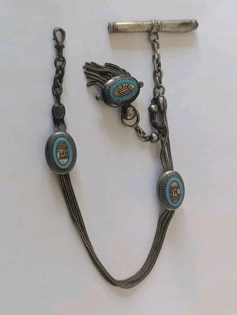 CHÂTELAINE CHAÎNE DE Montre à Gousset Argent Massif & Micromosaïque 49,7 g EUR 25,00 - PicClick FR