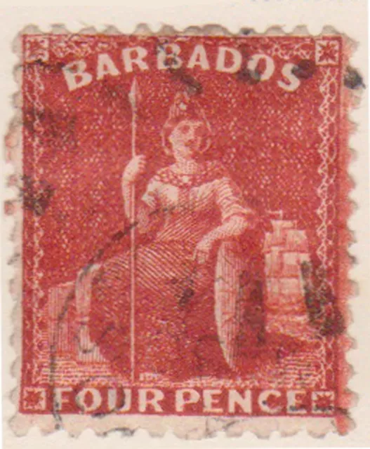 (F194-36) 1875 Barbados 4d claret stamp  (AK)