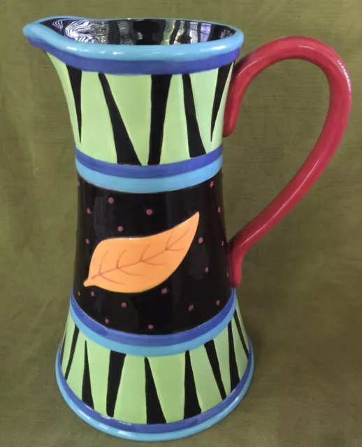 Vintage BELLA CASA by GANZ ~ 11 1/2" high PITCHER hand painted with flowers