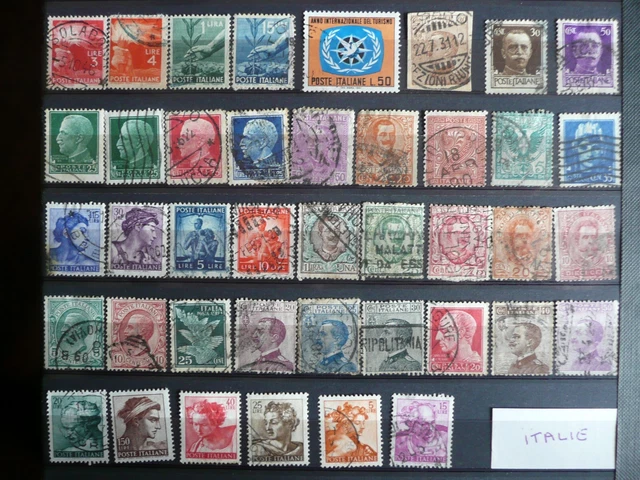 ITALIE - LOT DE TIMBRES OBLITERES - 2 photos 2