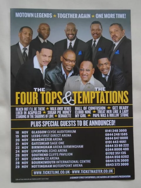 THE FOUR TOPS & THE TEMPTATIONS Live in Concert 2018 UK Tour Promotional flyer