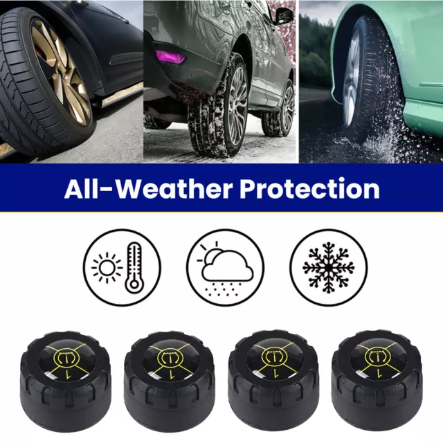 4*Car TPMS Tire Pressure Monitoring System Bluetooth 5.1 4 External Sensors App