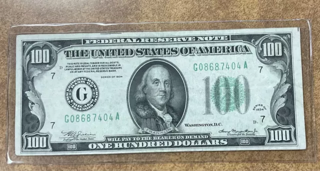 1934 $100 FRN Chicago FR 2152-G nice, VF