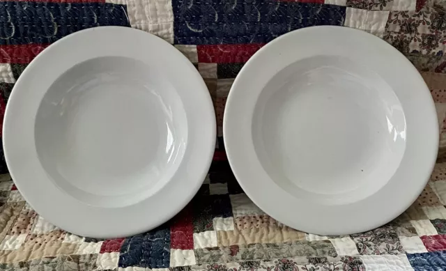 2 Antique White Felspar J.edwards Dale Hall 9.25” Ironstone Soup Bowls-Marked.