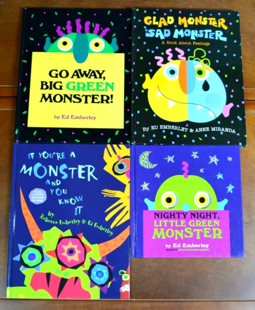 Lot 4 HB GO AWAY BIG GREEN MONSTER Ed Emberley picture books Glad Feelings L1