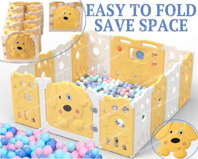 Perro 14 Panel Fácil Plegable Parque para Bebé 100 Bola Niños Habitación Valla